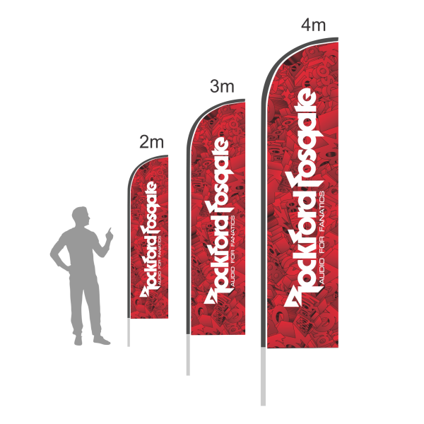 Rockford Fosgate – Red 3D Curve Head Double Sided Flags 2m, 3m & 4m