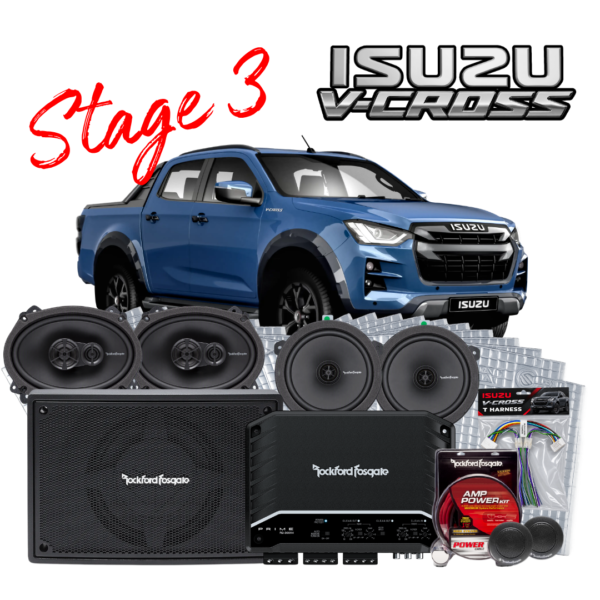 ISZ-STG3 – Rockford Fosgate – Isuzu D Max Stage 2 Amplified Speaker and Bass Upgrade
