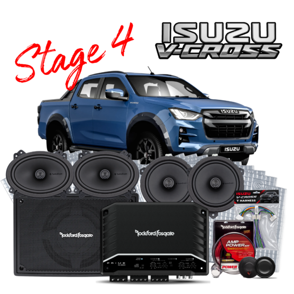 ISZ-STG4 – Rockford Fosgate – Isuzu D Max Stage 4 Punch Amplified Speaker and Bass Upgrade