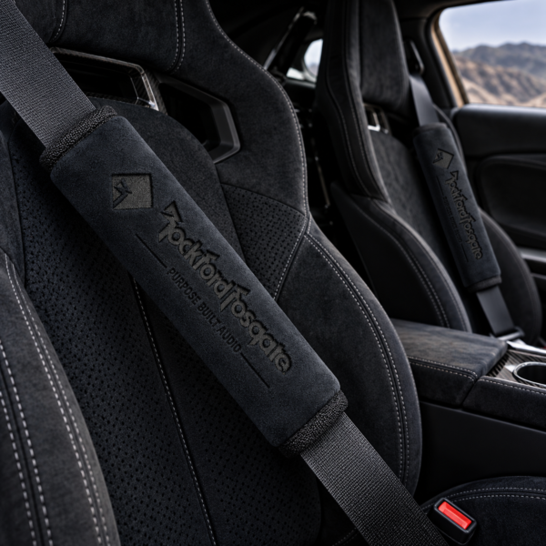 POP-VLVTSTBLT-BLK – Rockford Fosgate – Black Velvet Seatbelt Covers – Pairs
